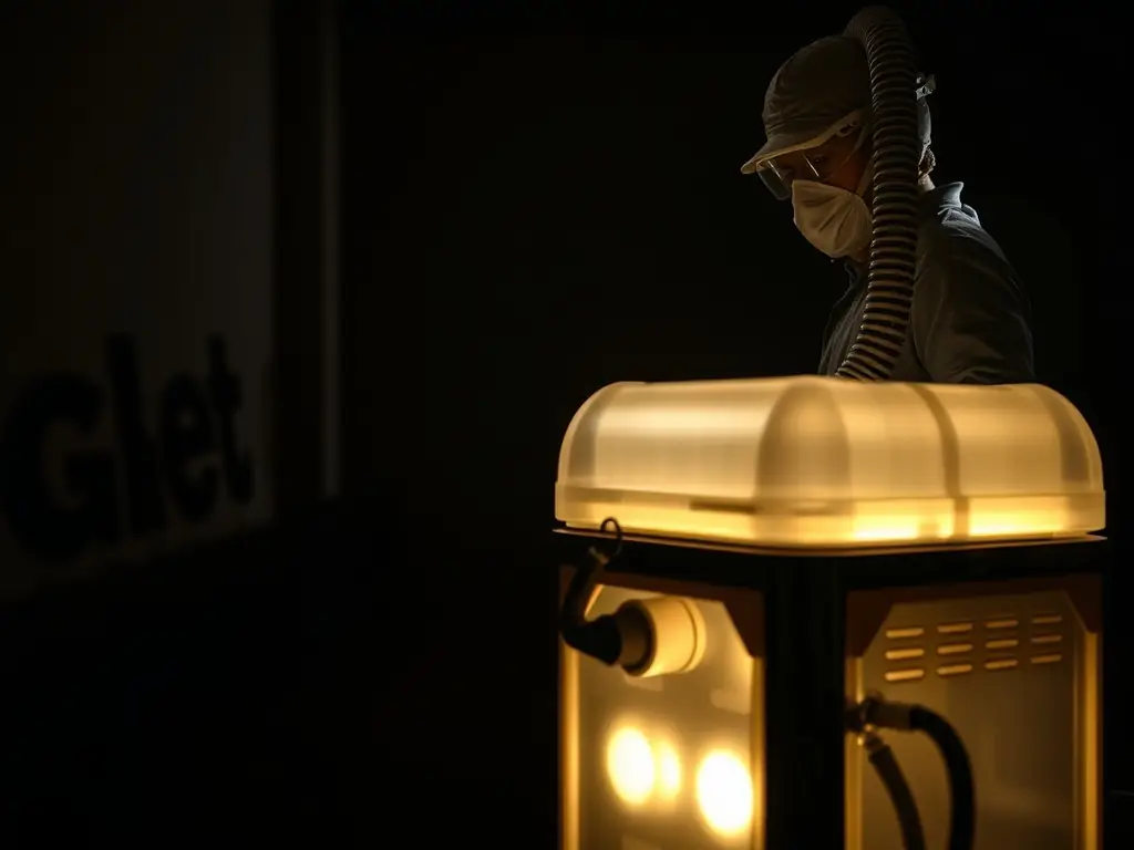 Technician using equipment to remove smoke odors from a home.